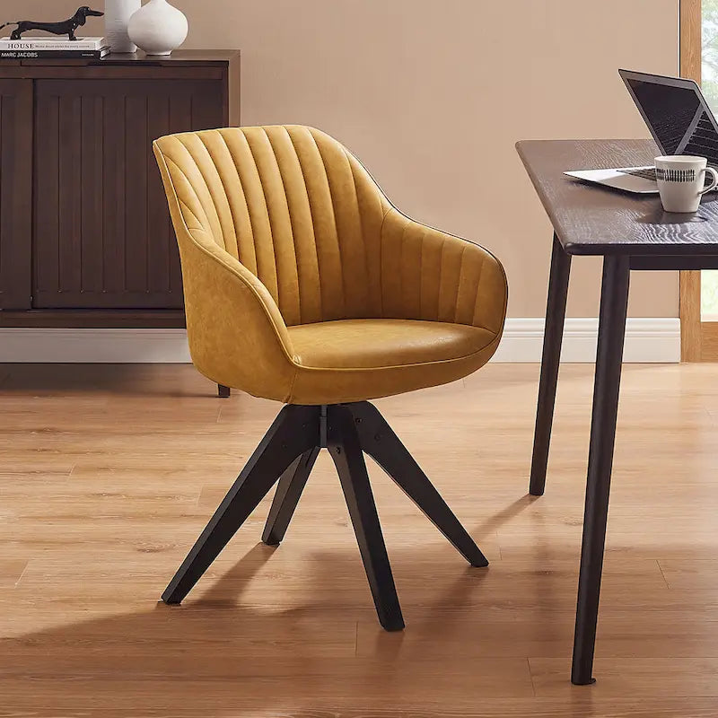Sedia direzionale girevole classica Art Leon con gambe in legno