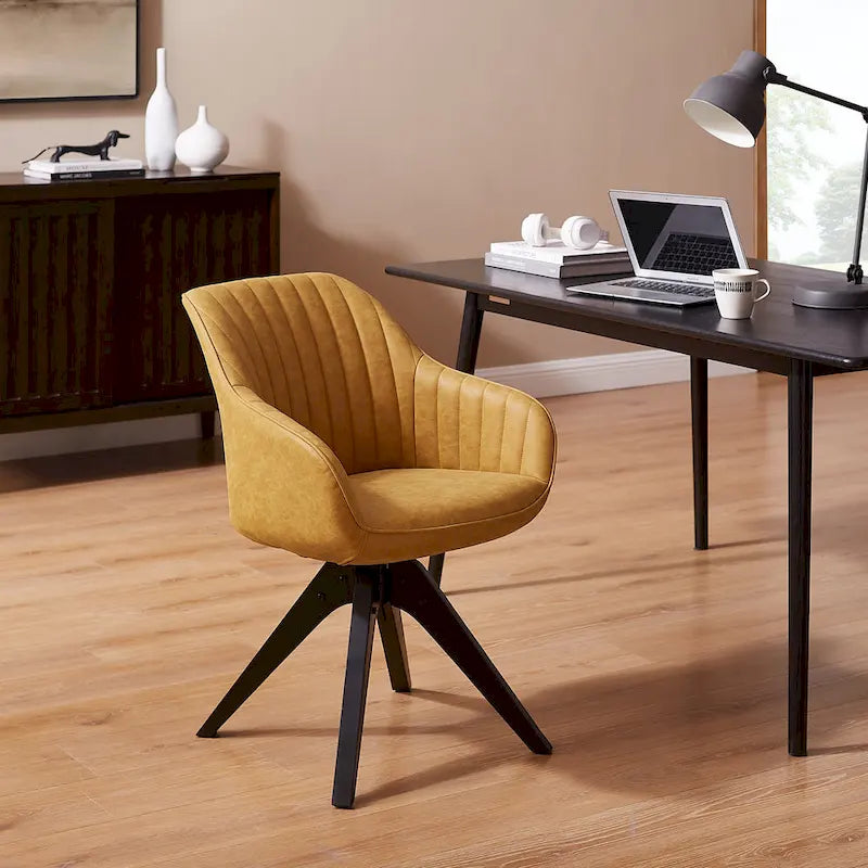 Sedia direzionale girevole classica Art Leon con gambe in legno