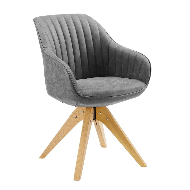 Sedia direzionale girevole classica Art Leon con gambe in legno