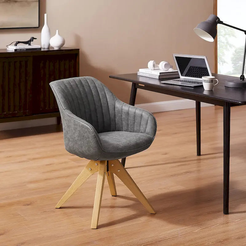 Sedia direzionale girevole classica Art Leon con gambe in legno