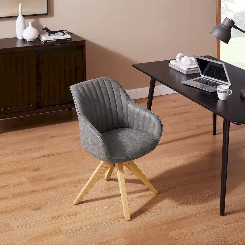 Sedia direzionale girevole classica Art Leon con gambe in legno
