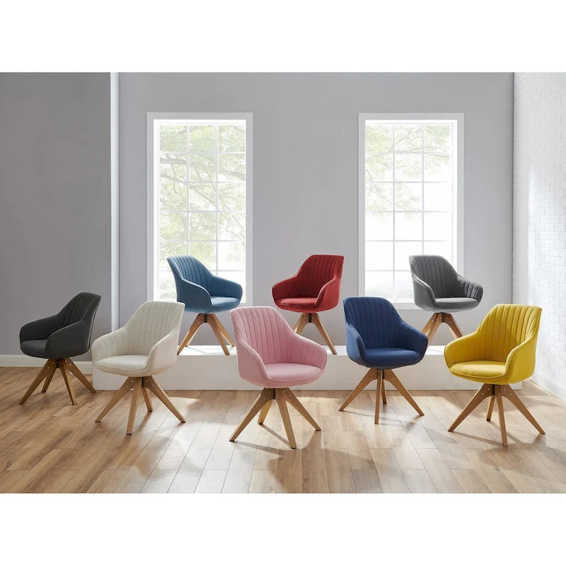 Sedia direzionale girevole classica Art Leon con gambe in legno
