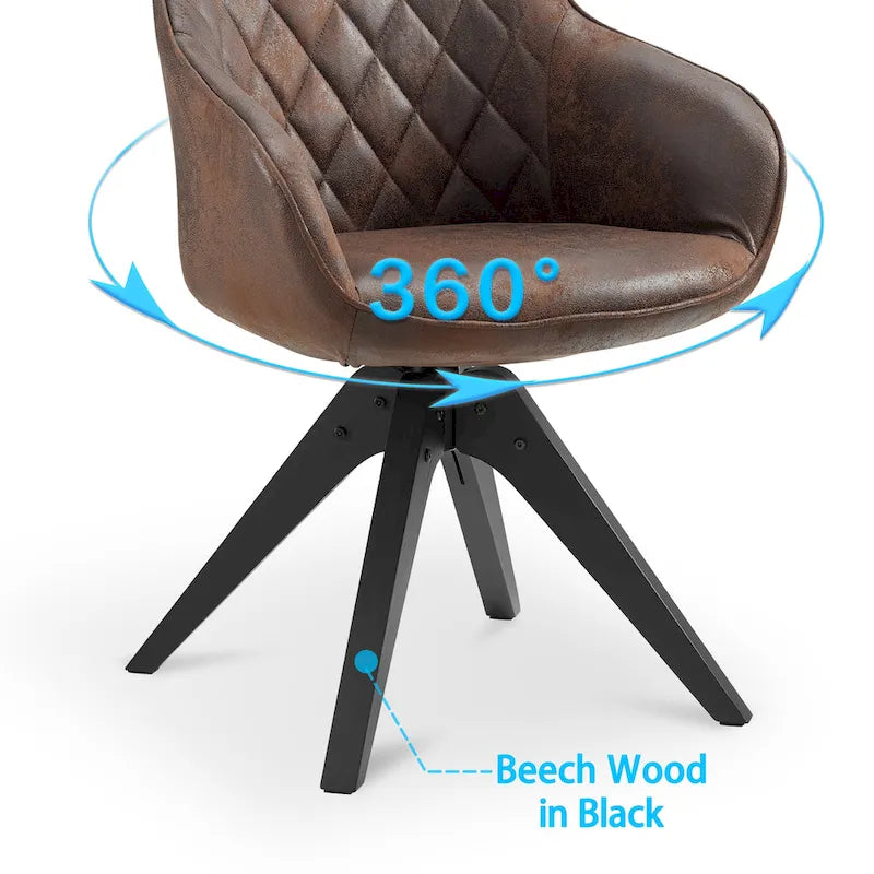 Sedia direzionale girevole classica Art Leon con gambe in legno
