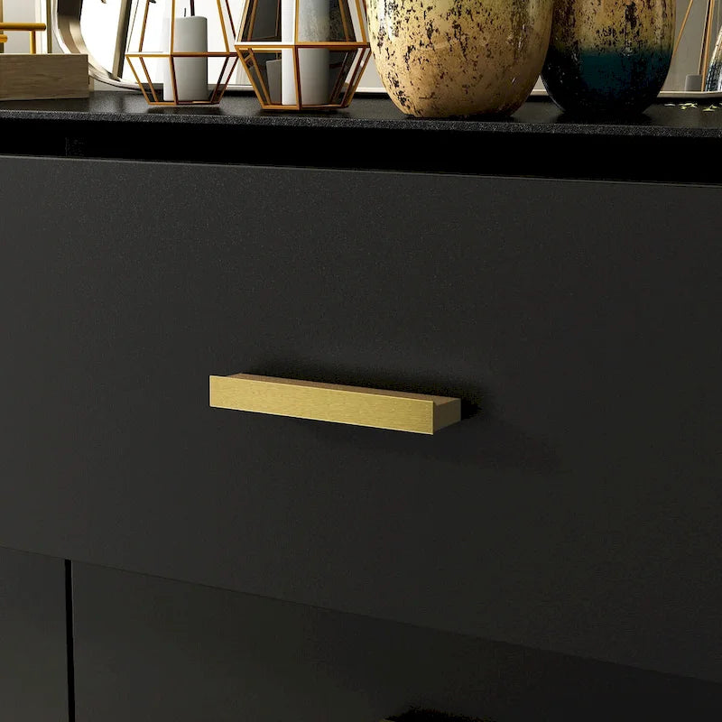 Comò doppio a 6 cassetti bianco/nero, stile Mid-Century, utente singolo
