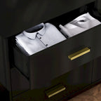 Comò doppio a 6 cassetti bianco/nero, stile Mid-Century, utente singolo