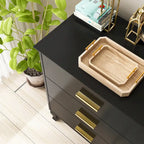 Comò doppio a 6 cassetti bianco/nero, stile Mid-Century, utente singolo