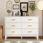 Comò doppio a 6 cassetti bianco/nero, stile Mid-Century, utente singolo
