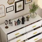 Comò doppio a 6 cassetti bianco/nero, stile Mid-Century, utente singolo