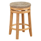 Sgabello girevole da banco bianco sporco/naturale, seduta in giunco intrecciato, set da 2