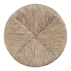 Sgabello girevole da banco bianco sporco/naturale, seduta in giunco intrecciato, set da 2