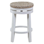 Sgabello girevole da banco bianco sporco/naturale, seduta in giunco intrecciato, set da 2