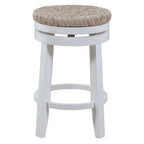 Sgabello girevole da banco bianco sporco/naturale, seduta in giunco intrecciato, set da 2