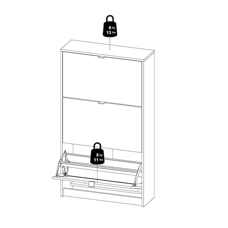 Scarpiera scandinava a 3 cassetti Nera opaca / Bianca / Grigia opaca (Montaggio per 1 persona)