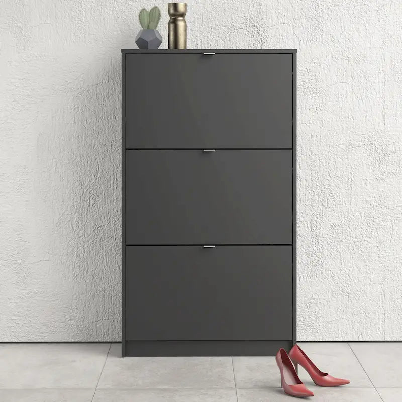 Scarpiera scandinava a 3 cassetti Nera opaca / Bianca / Grigia opaca (Montaggio per 1 persona)