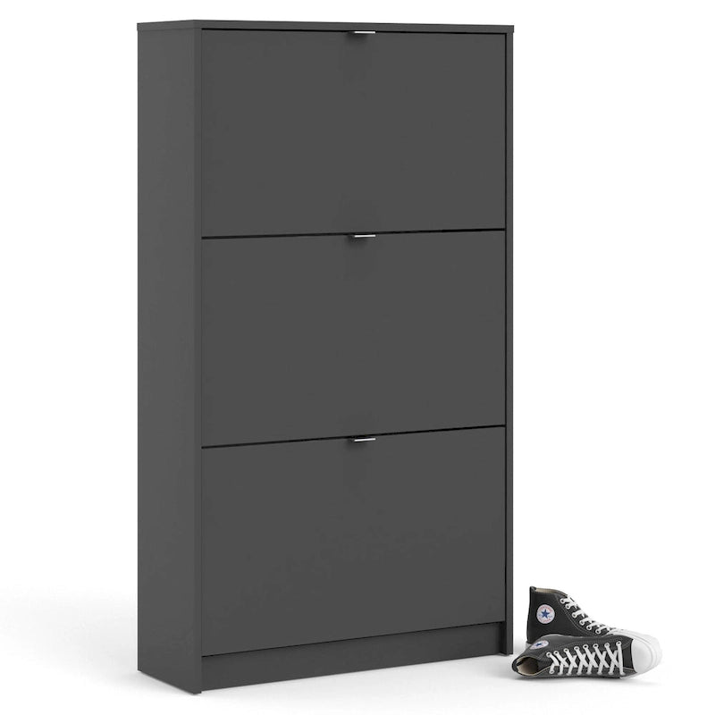 Scarpiera scandinava a 3 cassetti Nera opaca / Bianca / Grigia opaca (Montaggio per 1 persona)