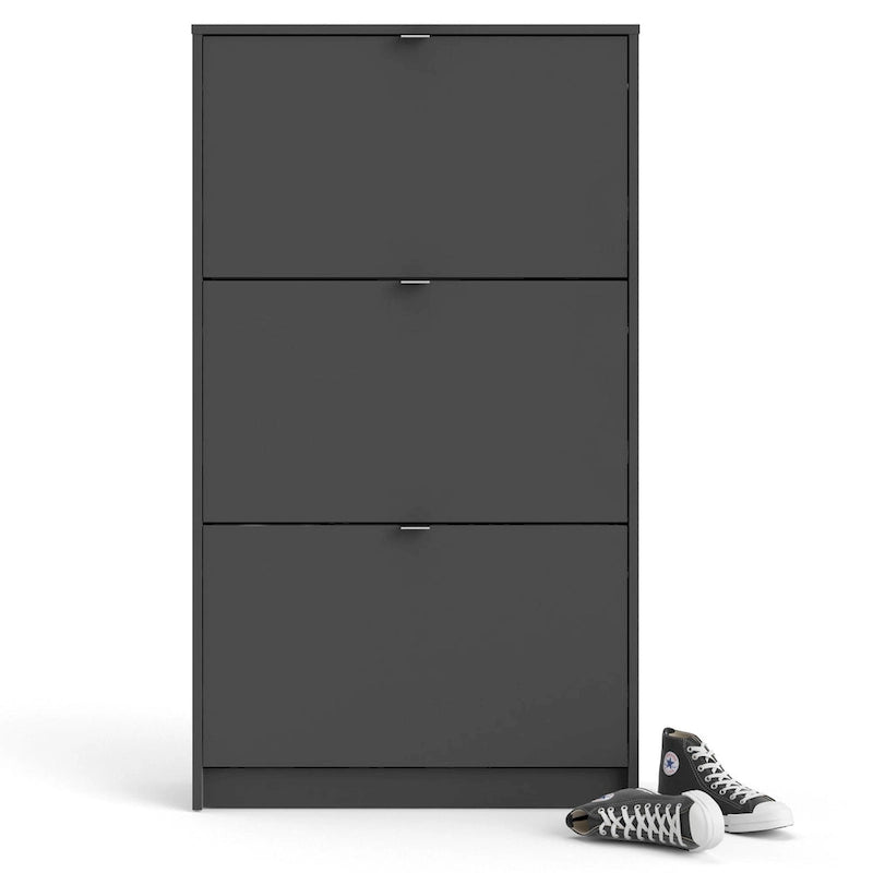 Scarpiera scandinava a 3 cassetti Nera opaca / Bianca / Grigia opaca (Montaggio per 1 persona)