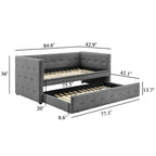 Divano Letto Rivestito in Velluto Trapuntato color Cammello / Bianco / Grigio con Letto Estraibile, per 2 Persone