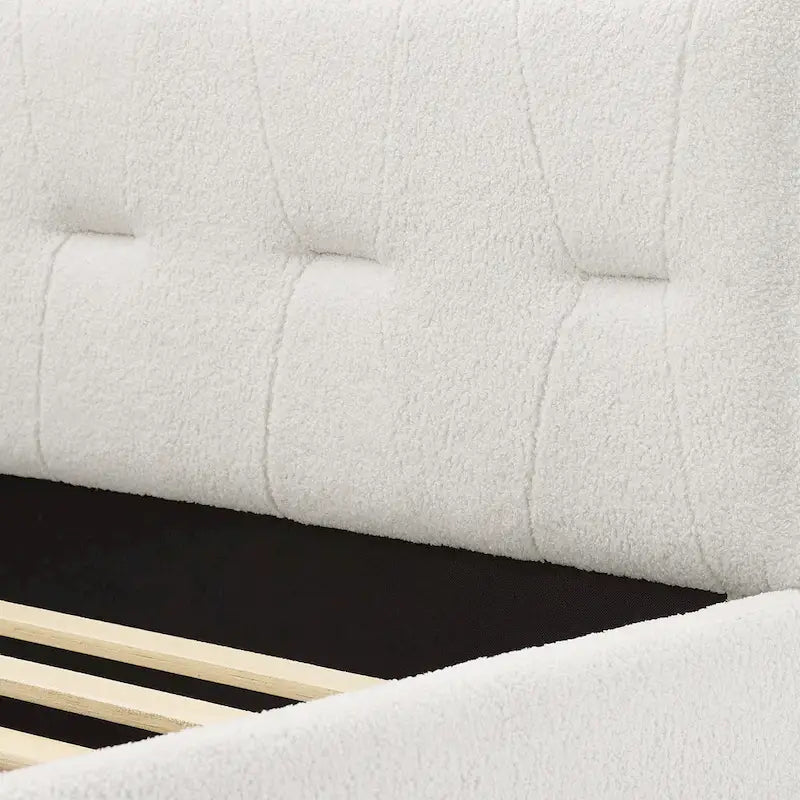 Divano Letto Rivestito in Velluto Trapuntato color Cammello / Bianco / Grigio con Letto Estraibile, per 2 Persone