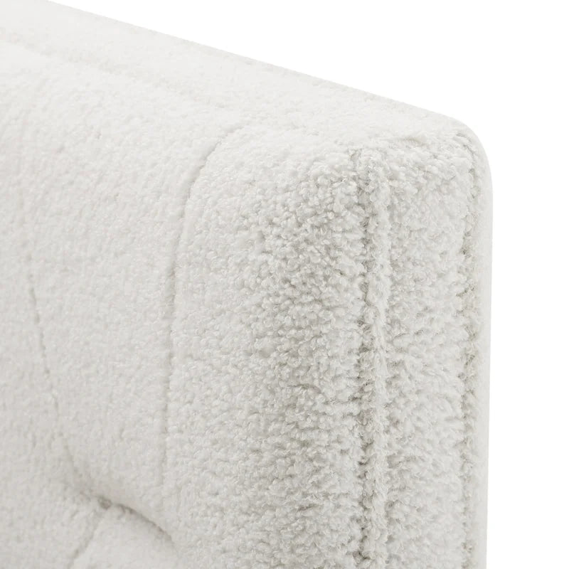 Divano Letto Rivestito in Velluto Trapuntato color Cammello / Bianco / Grigio con Letto Estraibile, per 2 Persone