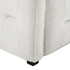 Divano Letto Rivestito in Velluto Trapuntato color Cammello / Bianco / Grigio con Letto Estraibile, per 2 Persone
