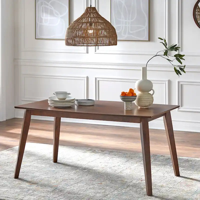 Set da pranzo moderno di metà secolo, 7 pezzi, color noce, 6 posti