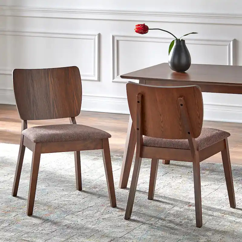 Set da pranzo moderno di metà secolo, 7 pezzi, color noce, 6 posti