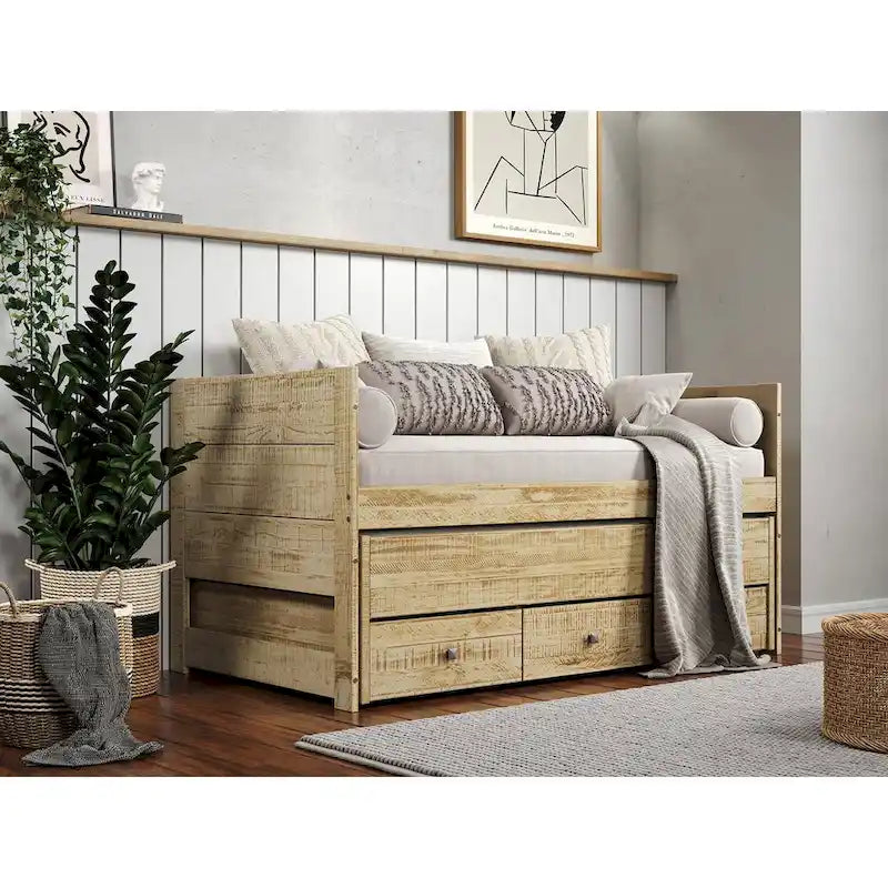 Taylor & Olive Begonia Letto Matrimoniale con Rotelle Doppie e 3 Cassetti Integrati