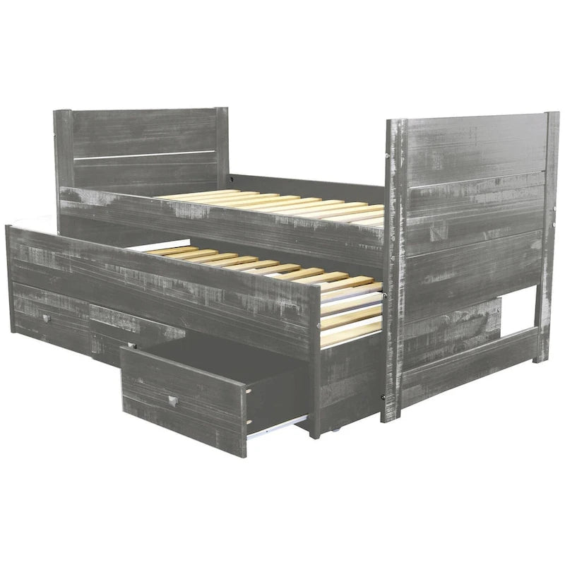Taylor & Olive Begonia Letto Matrimoniale con Rotelle Doppie e 3 Cassetti Integrati
