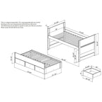 Taylor & Olive Begonia Letto Matrimoniale con Rotelle Doppie e 3 Cassetti Integrati