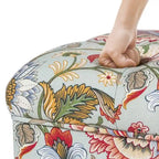 Pouf floreale trapuntato, ricamato / beige / multi / verde lime, a seduta singola