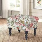 Pouf floreale trapuntato, ricamato / beige / multi / verde lime, a seduta singola
