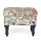 Pouf floreale trapuntato, ricamato / beige / multi / verde lime, a seduta singola