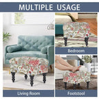 Pouf floreale trapuntato, ricamato / beige / multi / verde lime, a seduta singola