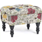 Pouf floreale trapuntato, ricamato / beige / multi / verde lime, a seduta singola