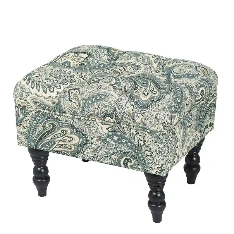 Pouf floreale trapuntato, ricamato / beige / multi / verde lime, a seduta singola