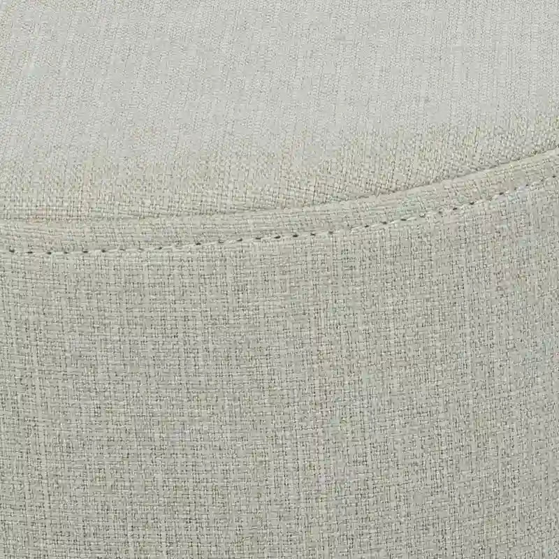 Adeco Ottomano Rotondo Moderno Poggiapiedi Domestico Sgabello/Pouf con Seduta in Tessuto Lino