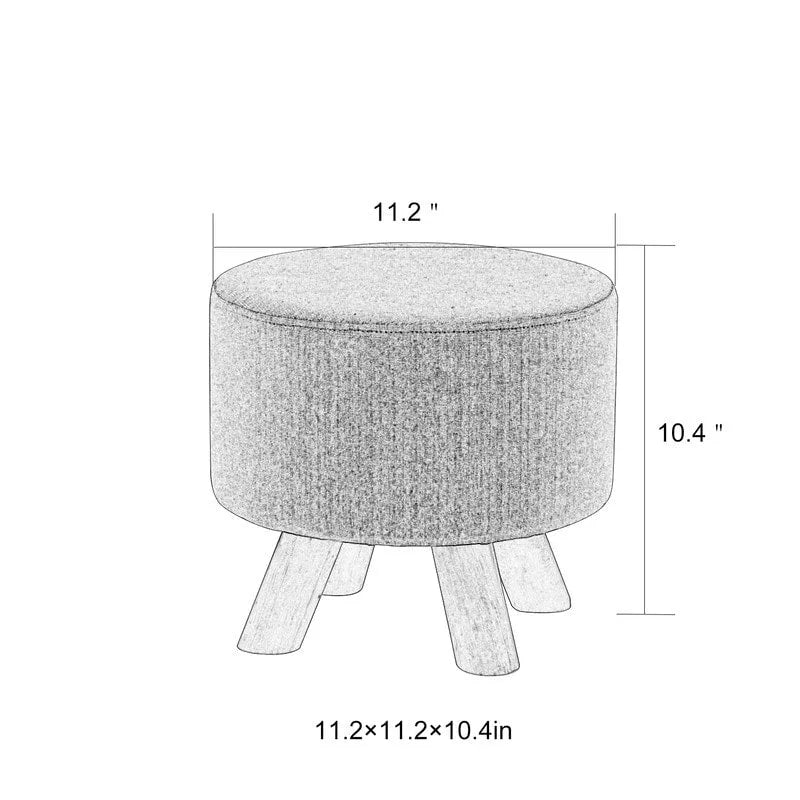 Adeco Ottomano Rotondo Moderno Poggiapiedi Domestico Sgabello/Pouf con Seduta in Tessuto Lino