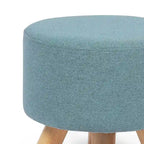 Adeco Ottomano Rotondo Moderno Poggiapiedi Domestico Sgabello/Pouf con Seduta in Tessuto Lino