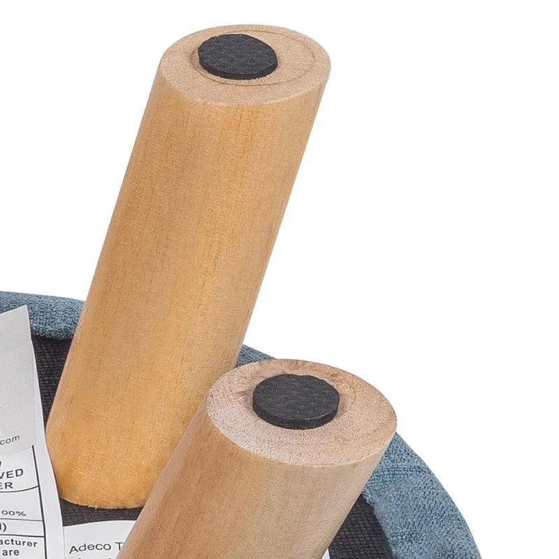 Adeco Ottomano Rotondo Moderno Poggiapiedi Domestico Sgabello/Pouf con Seduta in Tessuto Lino