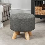 Adeco Ottomano Rotondo Moderno Poggiapiedi Domestico Sgabello/Pouf con Seduta in Tessuto Lino