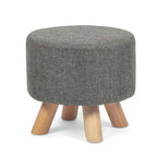 Adeco Ottomano Rotondo Moderno Poggiapiedi Domestico Sgabello/Pouf con Seduta in Tessuto Lino