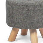 Adeco Ottomano Rotondo Moderno Poggiapiedi Domestico Sgabello/Pouf con Seduta in Tessuto Lino