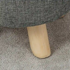 Adeco Ottomano Rotondo Moderno Poggiapiedi Domestico Sgabello/Pouf con Seduta in Tessuto Lino