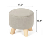 Adeco Ottomano Rotondo Moderno Poggiapiedi Domestico Sgabello/Pouf con Seduta in Tessuto Lino