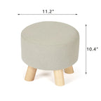 Adeco Ottomano Rotondo Moderno Poggiapiedi Domestico Sgabello/Pouf con Seduta in Tessuto Lino