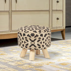 Adeco Ottomano Rotondo Moderno Poggiapiedi Domestico Sgabello/Pouf con Seduta in Tessuto Lino