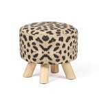 Adeco Ottomano Rotondo Moderno Poggiapiedi Domestico Sgabello/Pouf con Seduta in Tessuto Lino