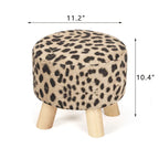 Adeco Ottomano Rotondo Moderno Poggiapiedi Domestico Sgabello/Pouf con Seduta in Tessuto Lino