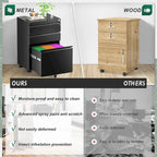 Schedario in metallo a 3 cassetti con serratura – Nero/Arancione/Blu/Bianco/Rosa/Grigio, con ruote o verticale, 1 persona