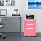 Schedario in metallo a 3 cassetti con serratura – Nero/Arancione/Blu/Bianco/Rosa/Grigio, con ruote o verticale, 1 persona